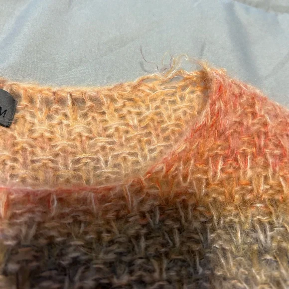 Elsamanda Sweater Peach Striped Pullover Size Large Alpaca Wool Mohair Italy - Picture 6 of 9